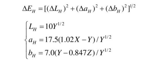 Hunter-Lab系統L,a,b值及色差公式